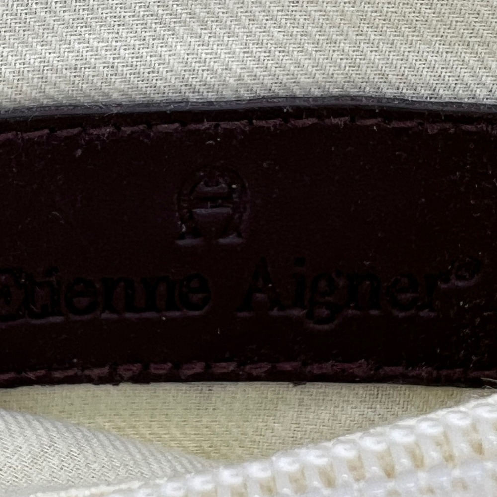 Etienne Aigner Shoulder Bag Small Cream Brown Woven Leather Turn-Lock VTG 80s - Picture 13 of 14